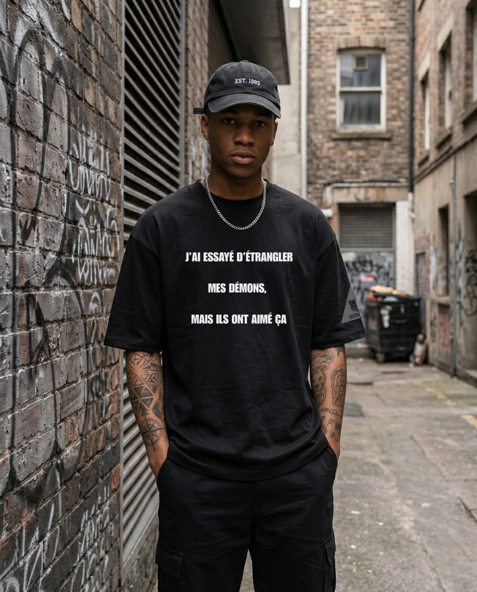 i tried to choke my demons, but they liked it  • white | black • relaxed tee • unisex • in 4 languages