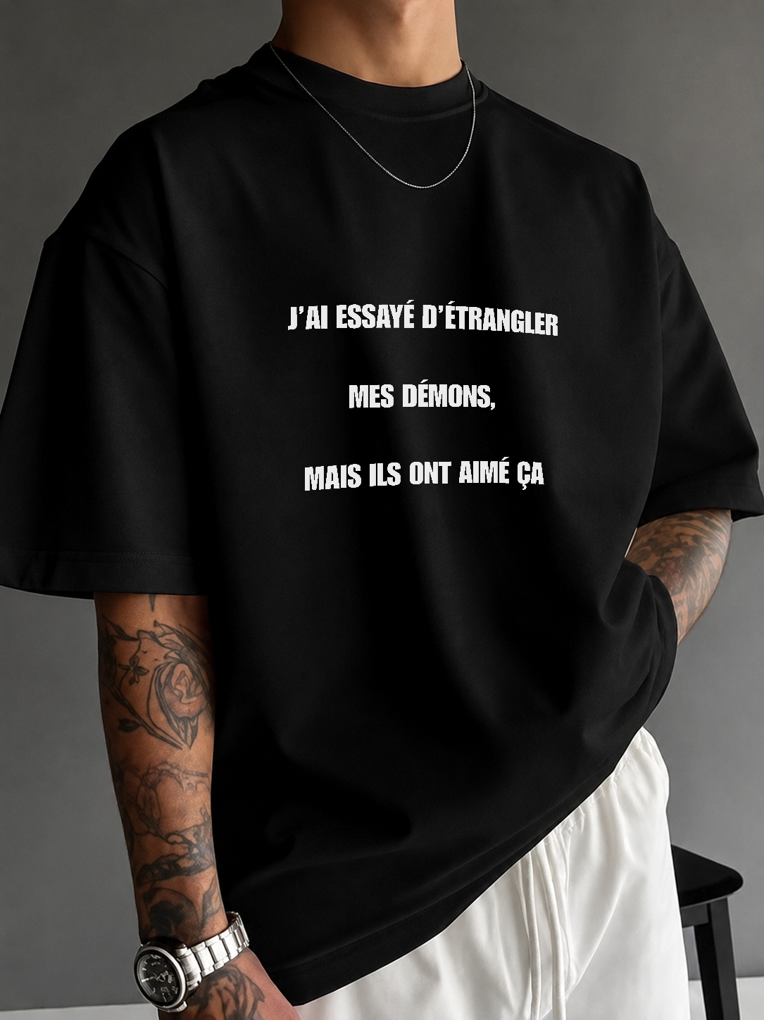 i tried to choke my demons, but they liked it  • white | black • relaxed tee • unisex • in 4 languages