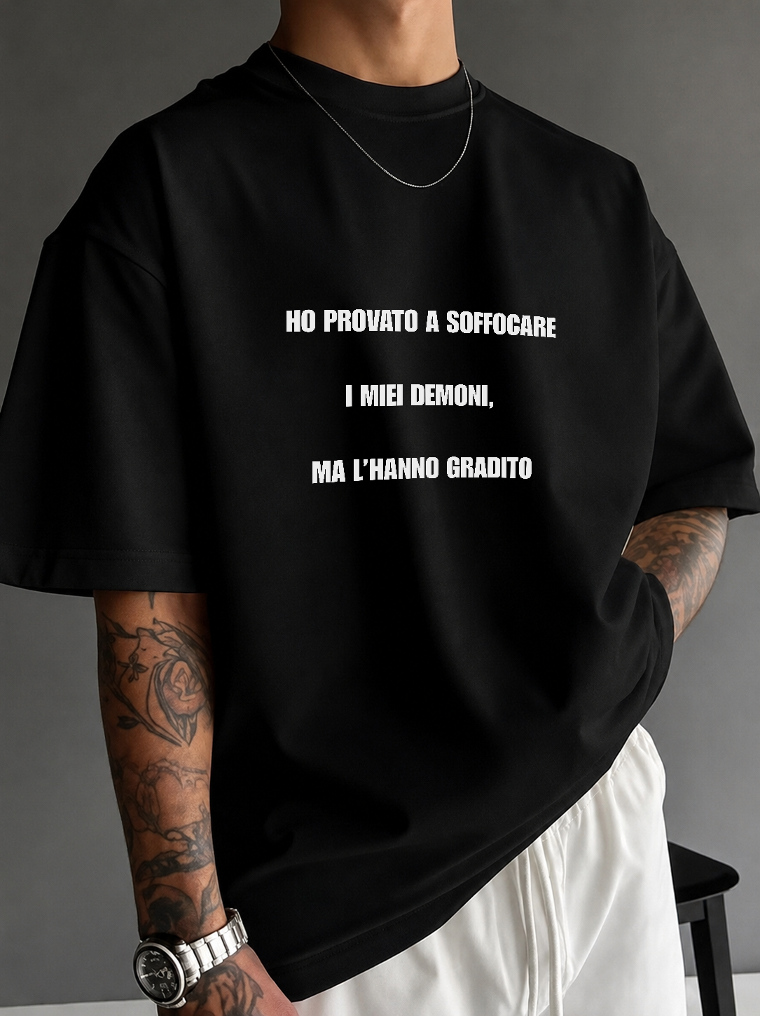 i tried to choke my demons, but they liked it  • white | black • relaxed tee • unisex • in 4 languages